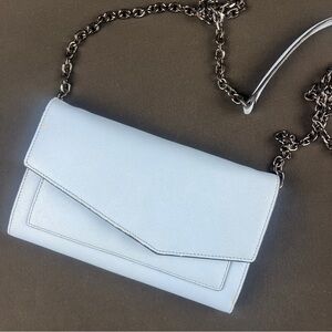 Botlier New York Cobble Hill Icy Blue Saffiano Crossbody Clutch Wallet